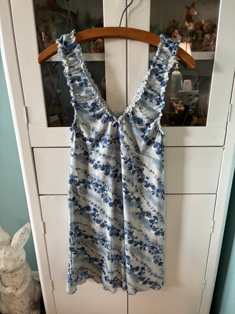 Hippie Rose jr sz L Blue Floral Slip Dress euc